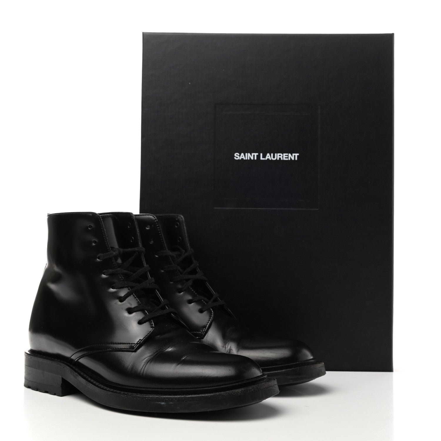 Saint Laurent Calfskin Womens Army Combat Boots 37 Black 9 of 9