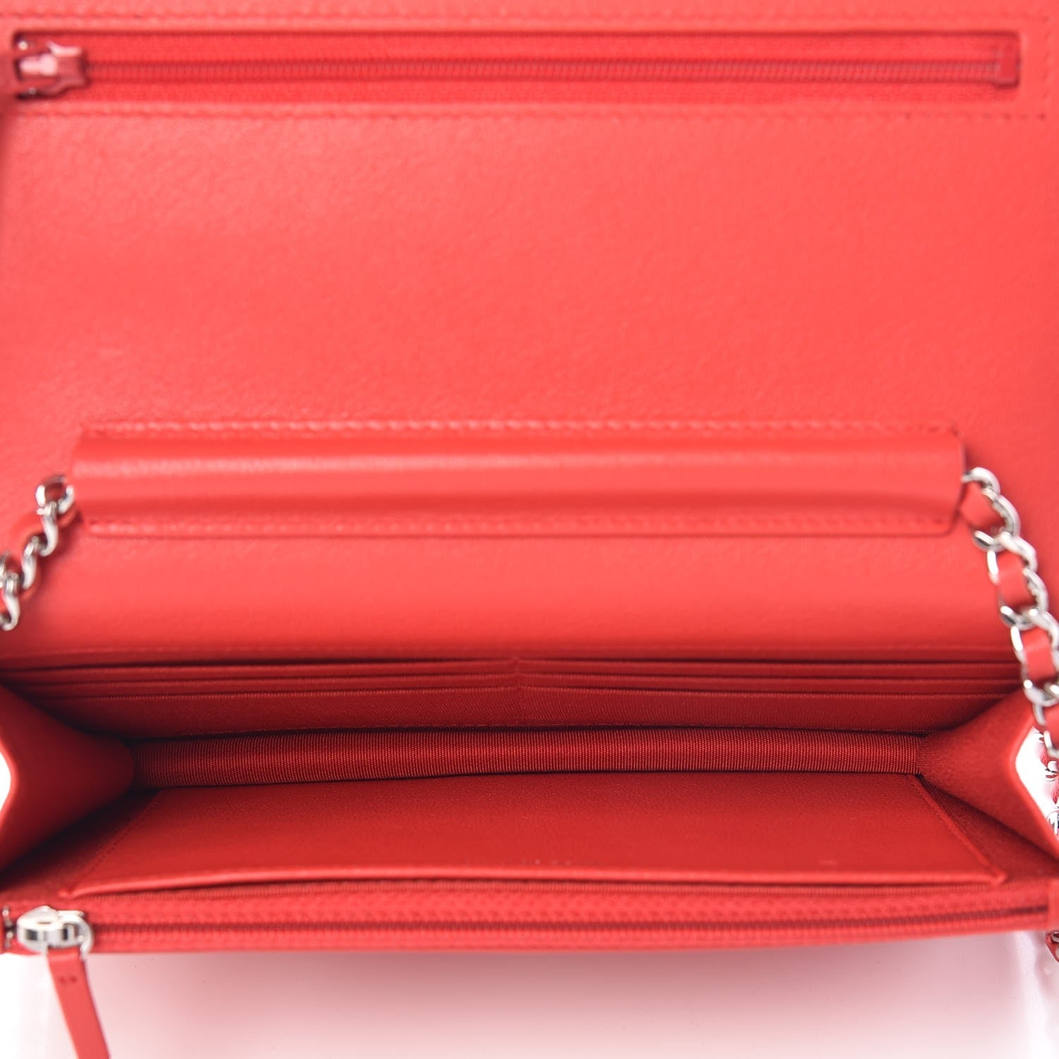 Chanel Grained Calfskin Quilted CC Box Wallet On Chain WOC Red 5 of 8