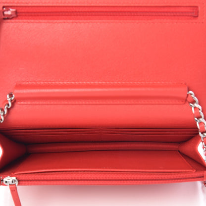 Chanel Grained Calfskin Quilted CC Box Wallet On Chain WOC Red 5 of 8