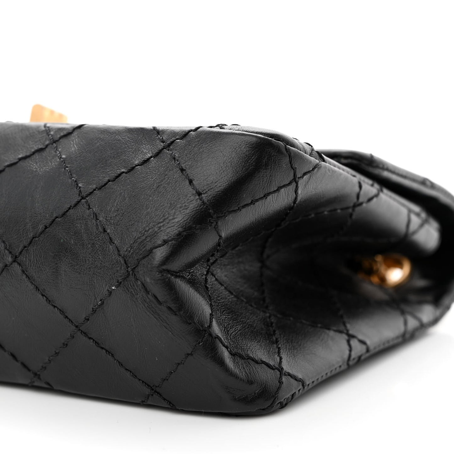 Aged Calfskin Quilted 2.55 Reissue Mini Flap Black