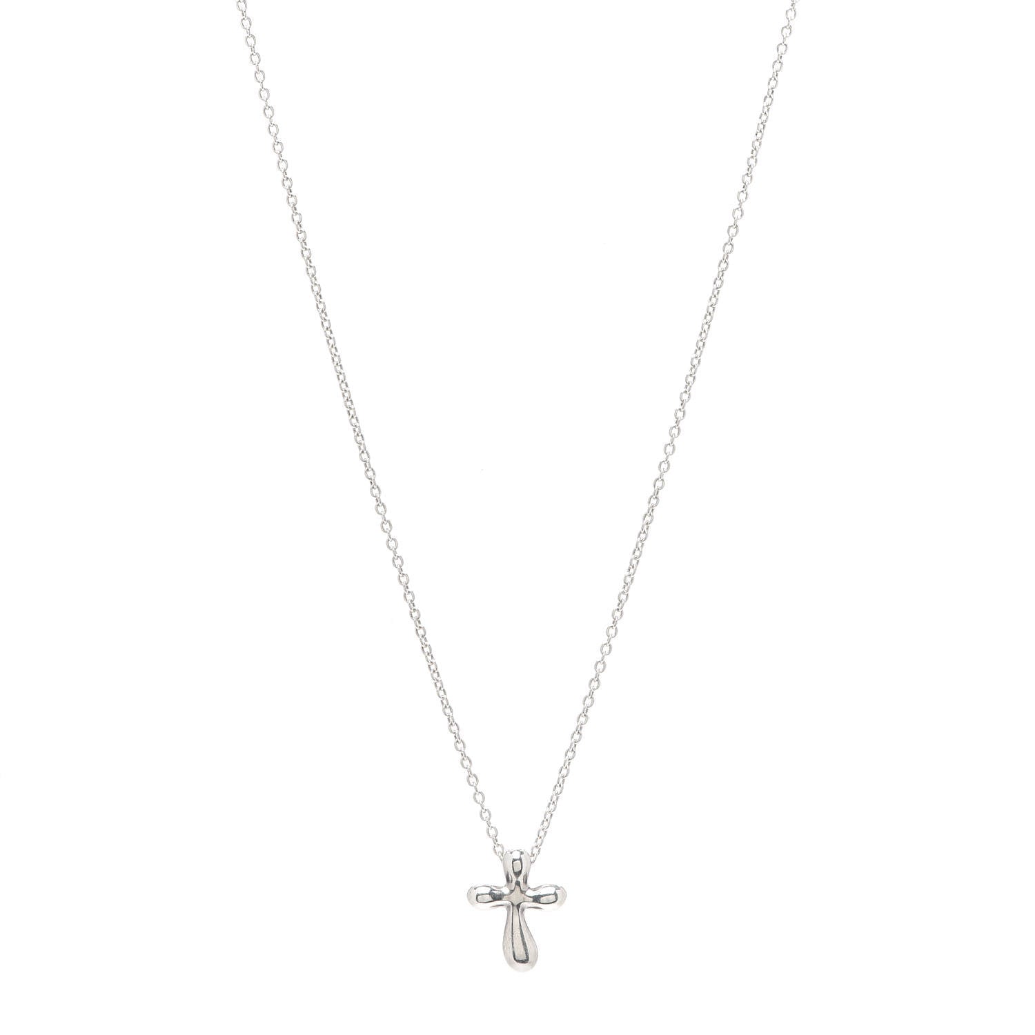 Tiffany Sterling Silver 12mm Elsa Peretti Cross Pendant Necklace 1 of 6