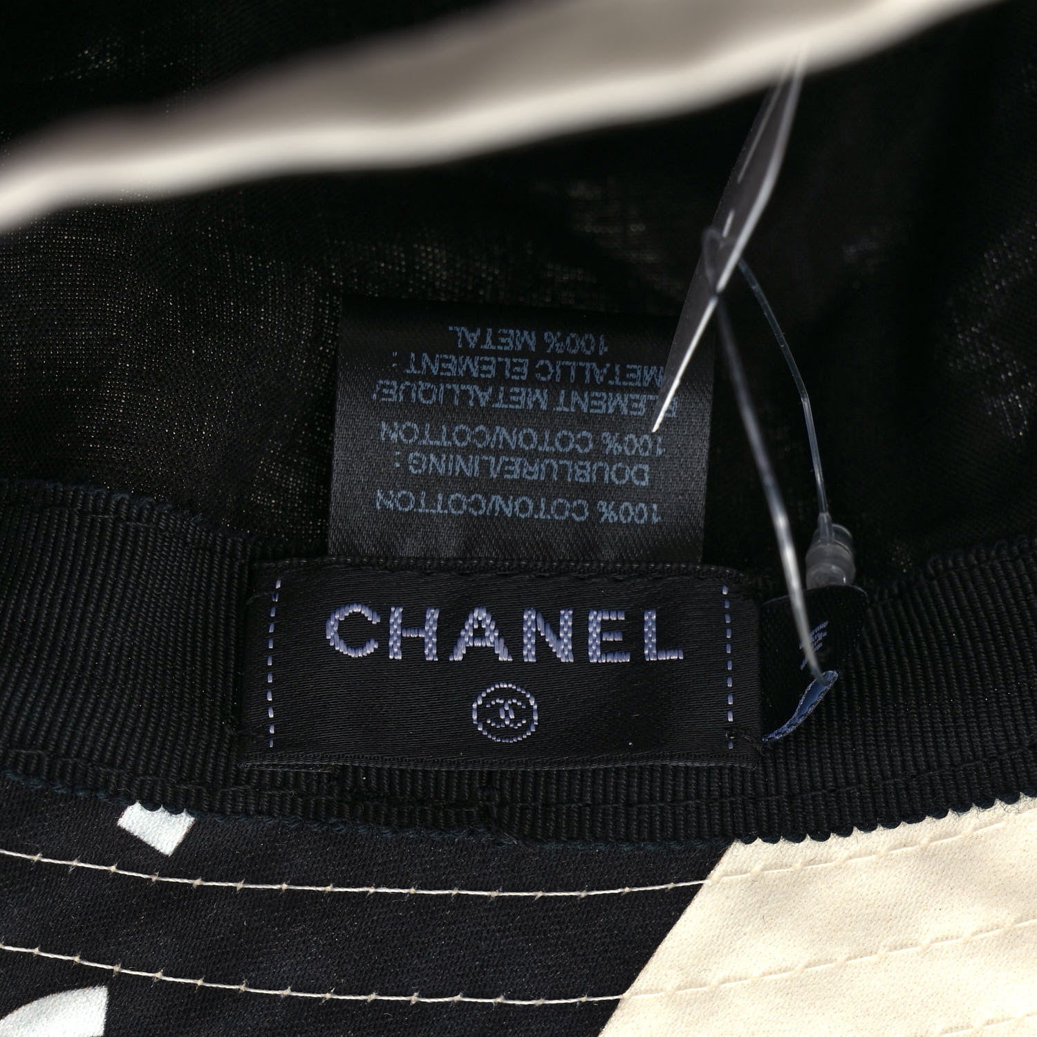 Chanel Cotton Logo Cloche Hat M Ecru Black Pink 6 of 6