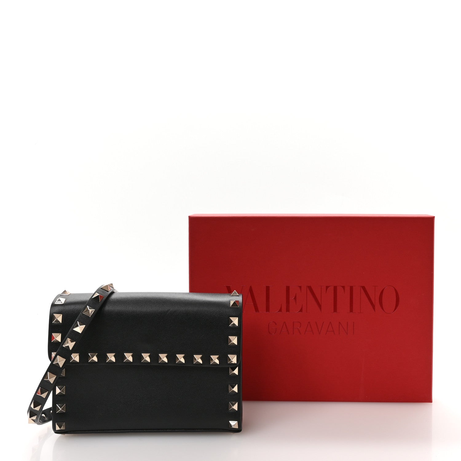 Valentino Garavani Vitello Rockstud Flap Crossbody Bag Black 10 of 10