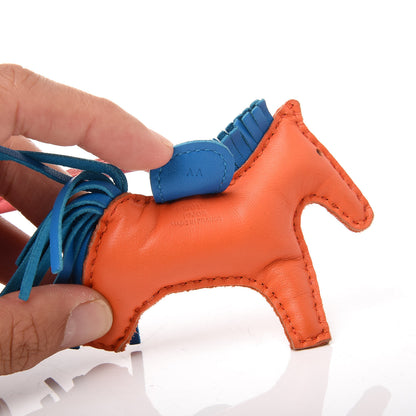 Hermes Milo Lambskin Grigri Rodeo Horse Bag Charm PM Orange Poppy Bleu Izmir Rose Azalee 3 of 5