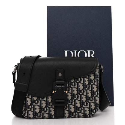 Christian Dior Oblique Jacquard Grained Calfskin Small Saddle Messenger Bag Beige Black 11 of 11