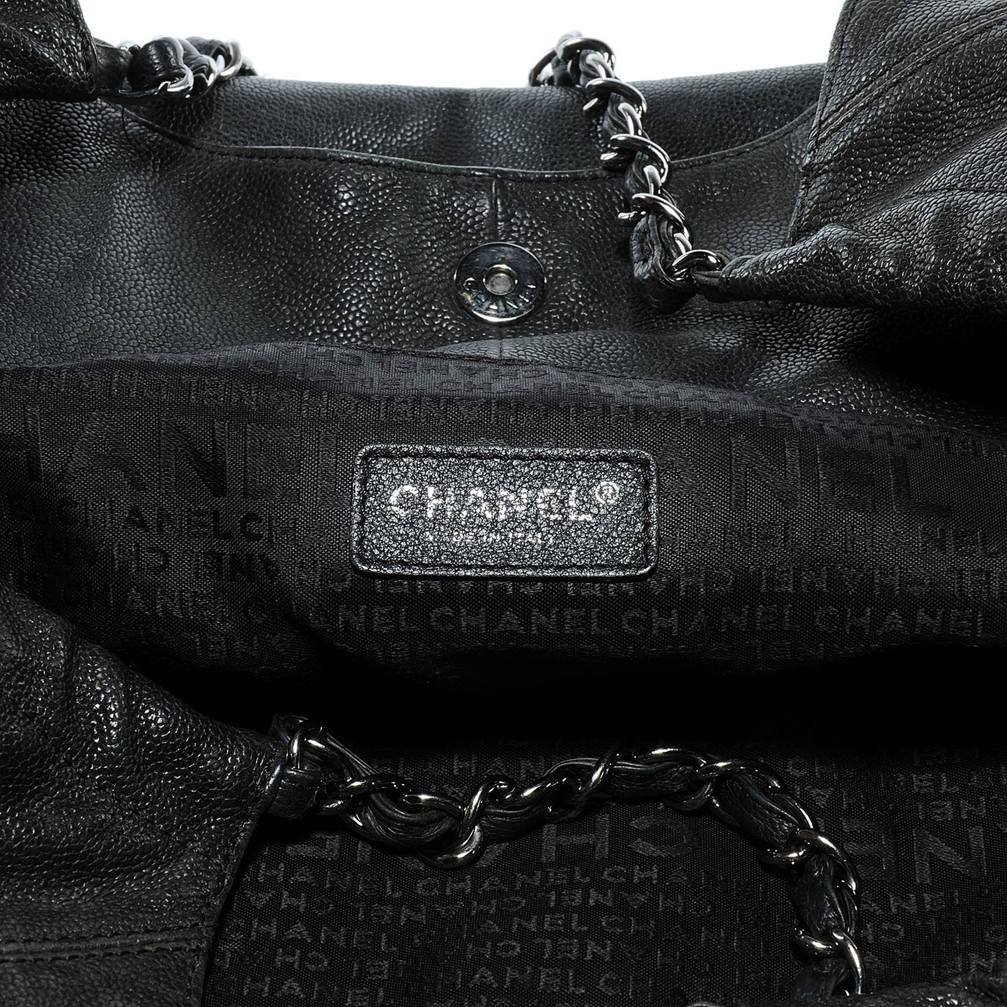 Distressed Caviar XL Coco Cabas Black