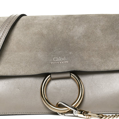 Chloe Suede Calfskin Small Faye Shoulder Bag Motty Grey 7 of 13