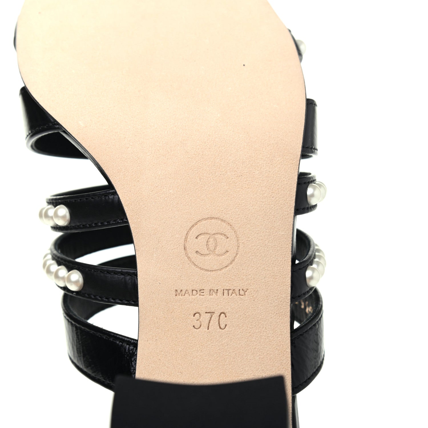 Chanel Laminated Lambskin CC Pearl Mules 37 Black 6 of 9