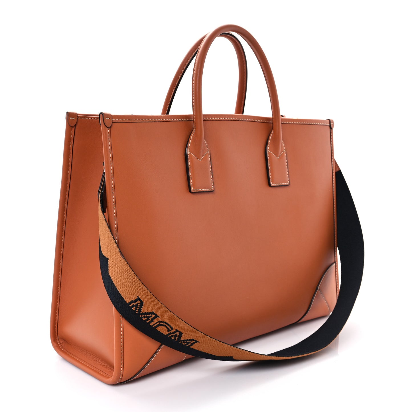 Calfskin Large Munchen Tote Cognac