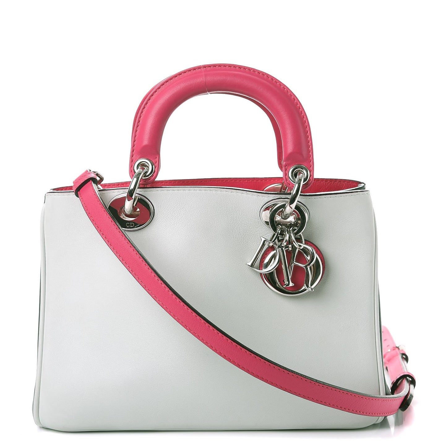 Calfskin Tri-Color Mini Diorissimo Tote Grey Dark Green Pink