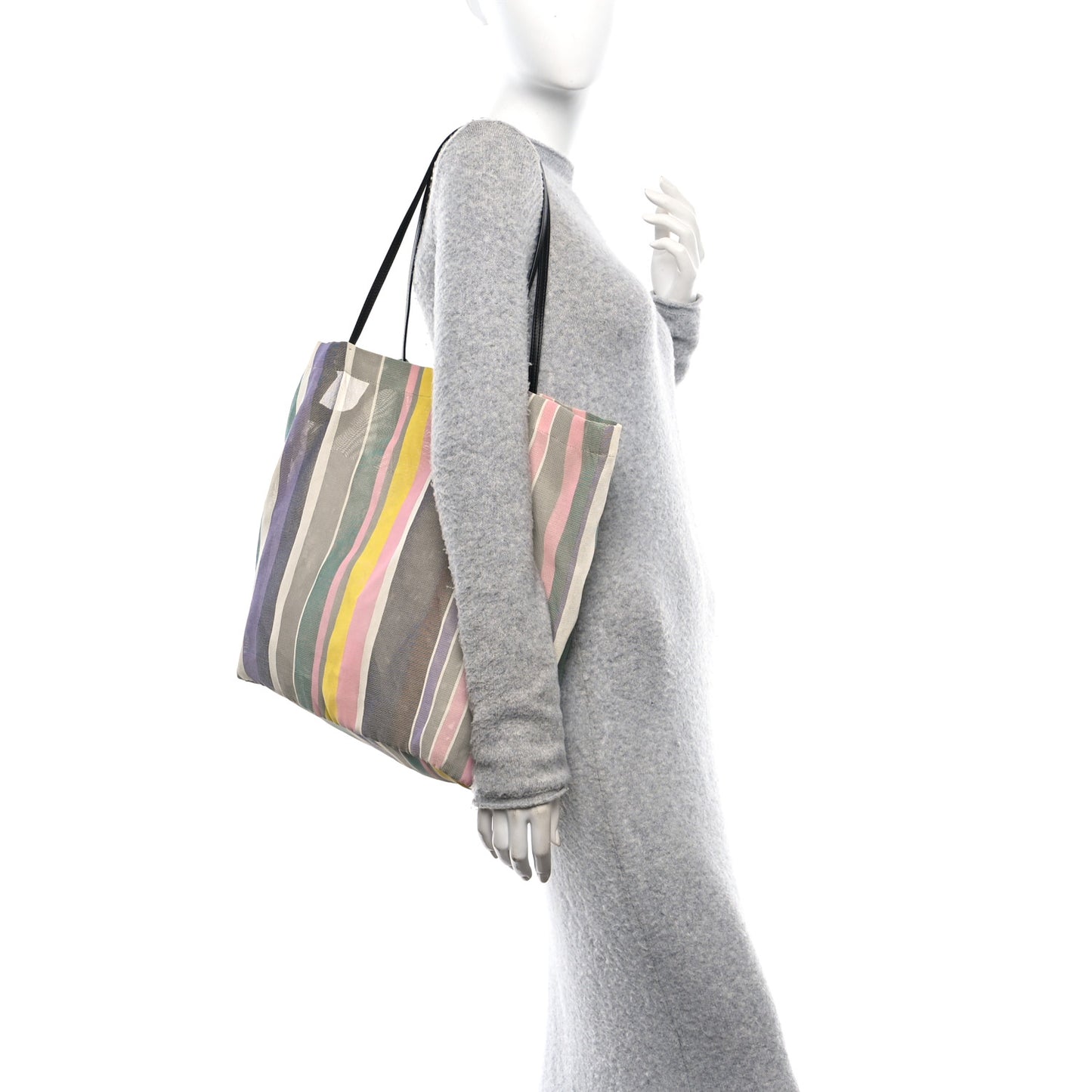 Mesh Saddle Calfskin Barn Tote Bag Multicolor
