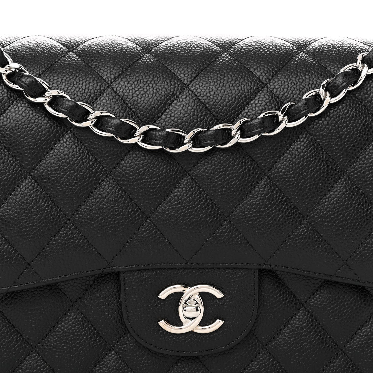 Caviar Quilted Jumbo Double Flap Black
