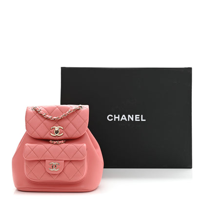 Chanel Lambskin Quilted Small Duma Drawstring Backpack Pink 11 of 11