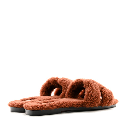 Hermes Woolskin Oran Sandals 41 Cognac 4 of 8