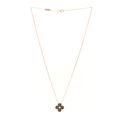 Van Cleef & Arpels 18K Rose Gold Diamond Grey Mother of Pearl Vintage Alhambra Pendant Necklace 3 of 4