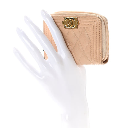 Chanel Caviar Quilted Boy Zip Around Coin Purse Wallet Beige Clair 2 of 8