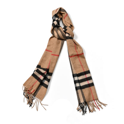 Burberry Cashmere Giant Check Fringe Scarf Archive Beige 1 of 4