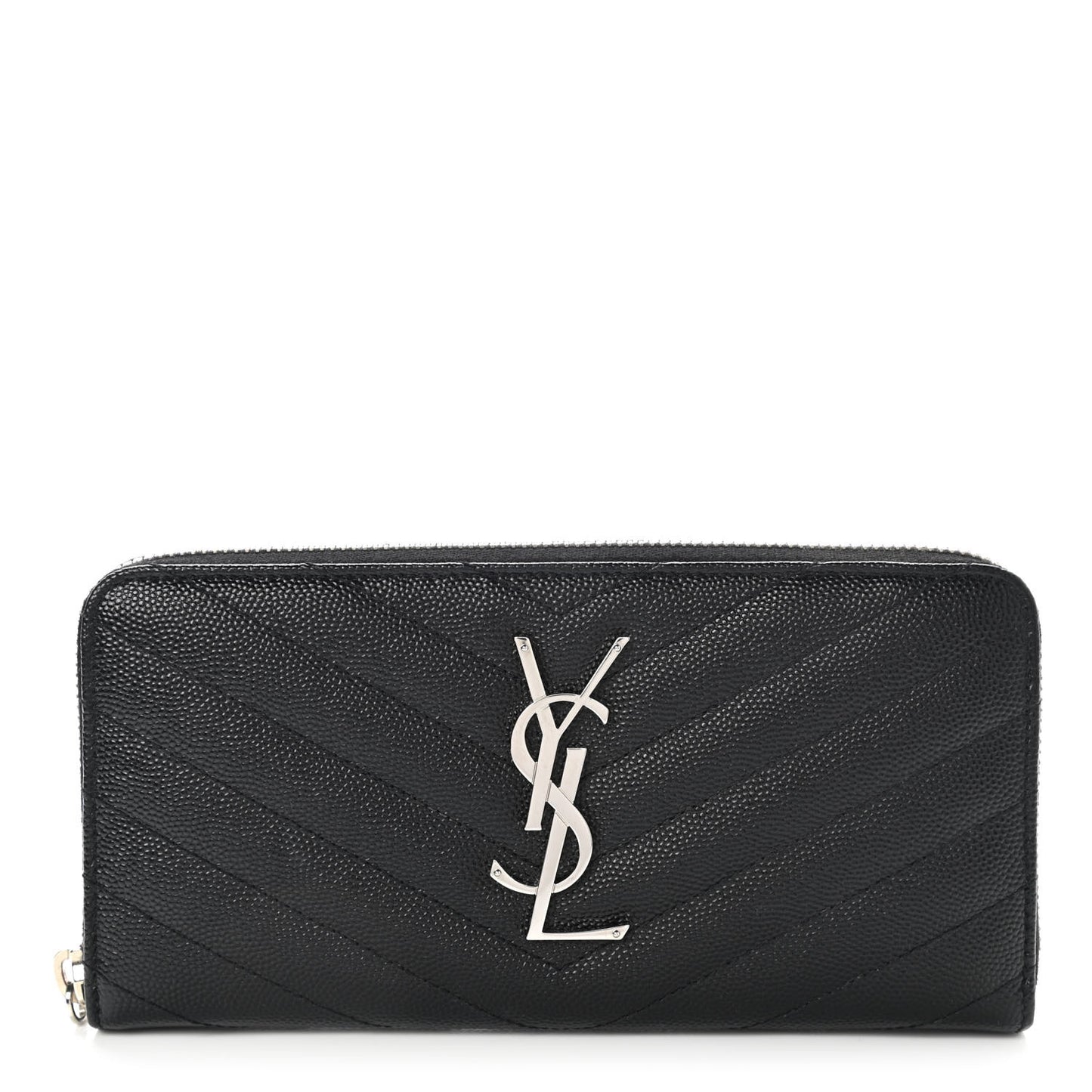 Grain De Poudre Matelasse Chevron Monogram Zip Around Wallet Black