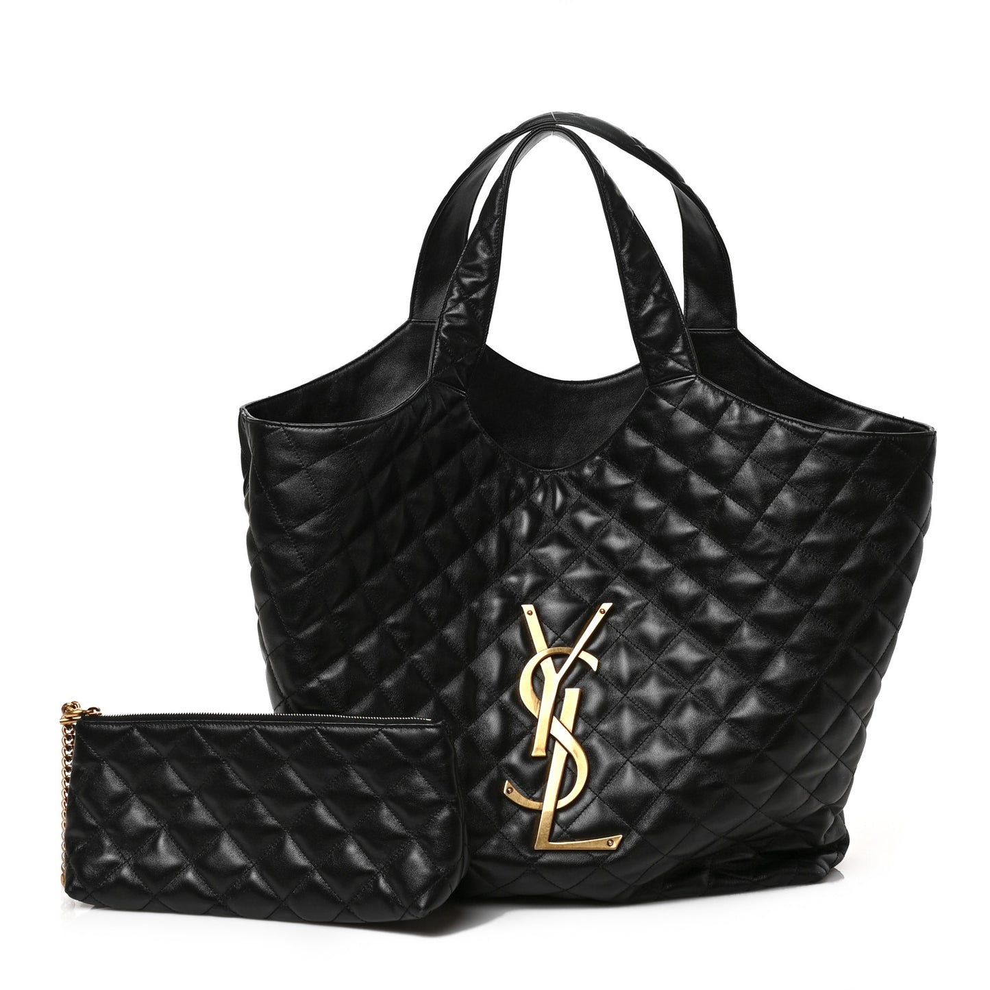 Lambskin Quilted Maxi Icare Shopping Tote Black