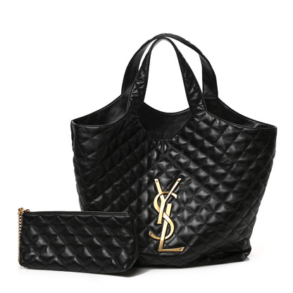 Saint Laurent Lambskin Quilted Maxi Icare Shopping Tote Black 1 of 8
