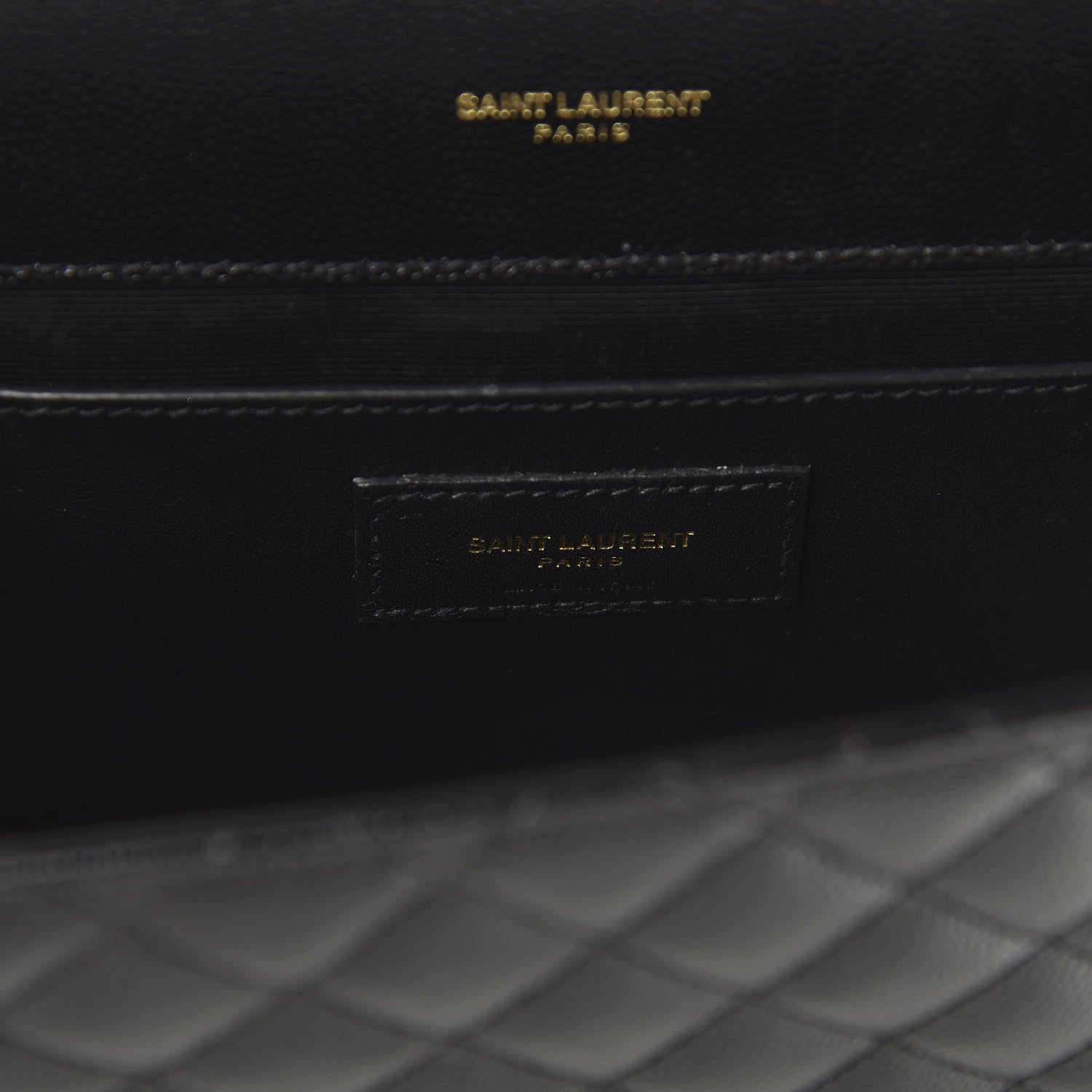 Saint Laurent Grain De Poudre Textured Mixed Matelasse Triquilt Medium Monogram Satchel Black 8 of 10