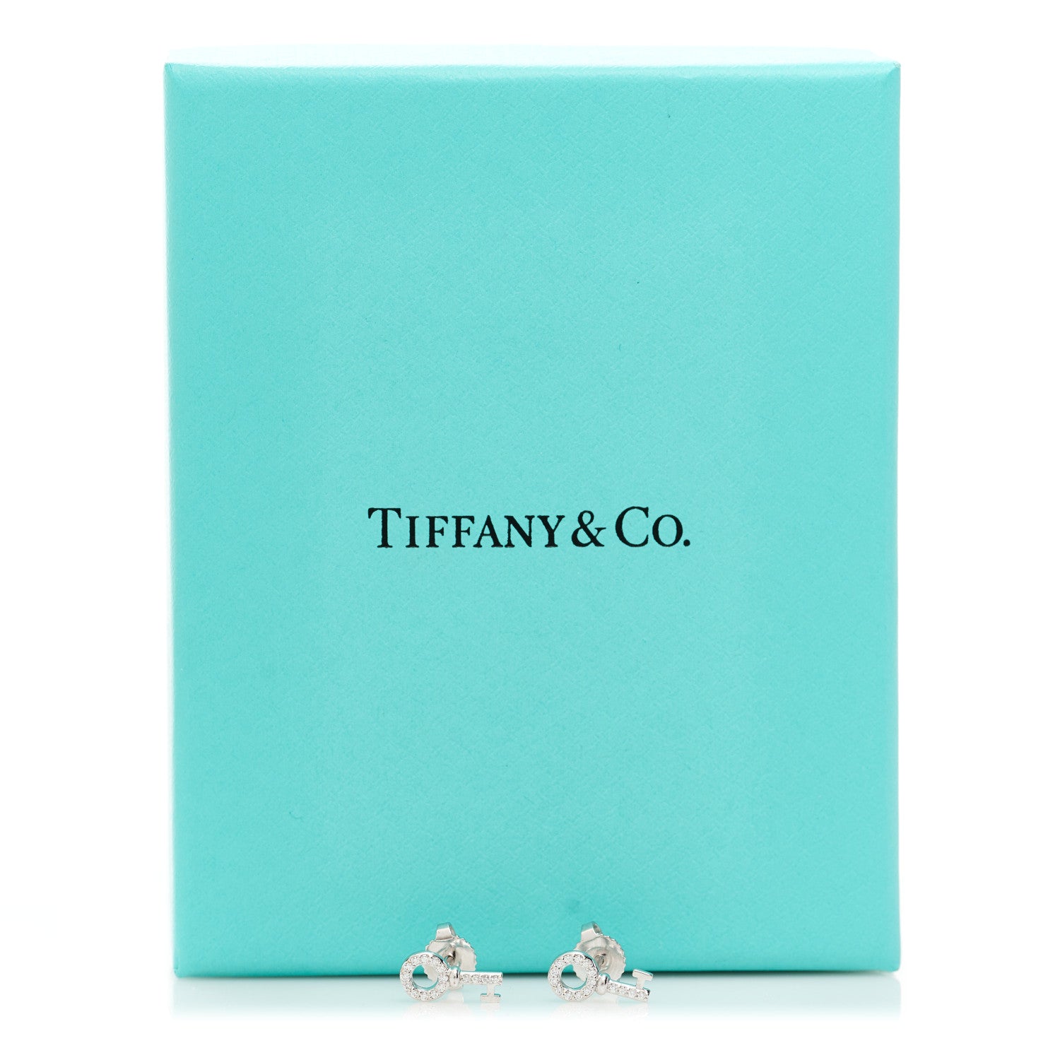 Tiffany 18K White Gold Diamond Mini Key Earrings 5 of 5