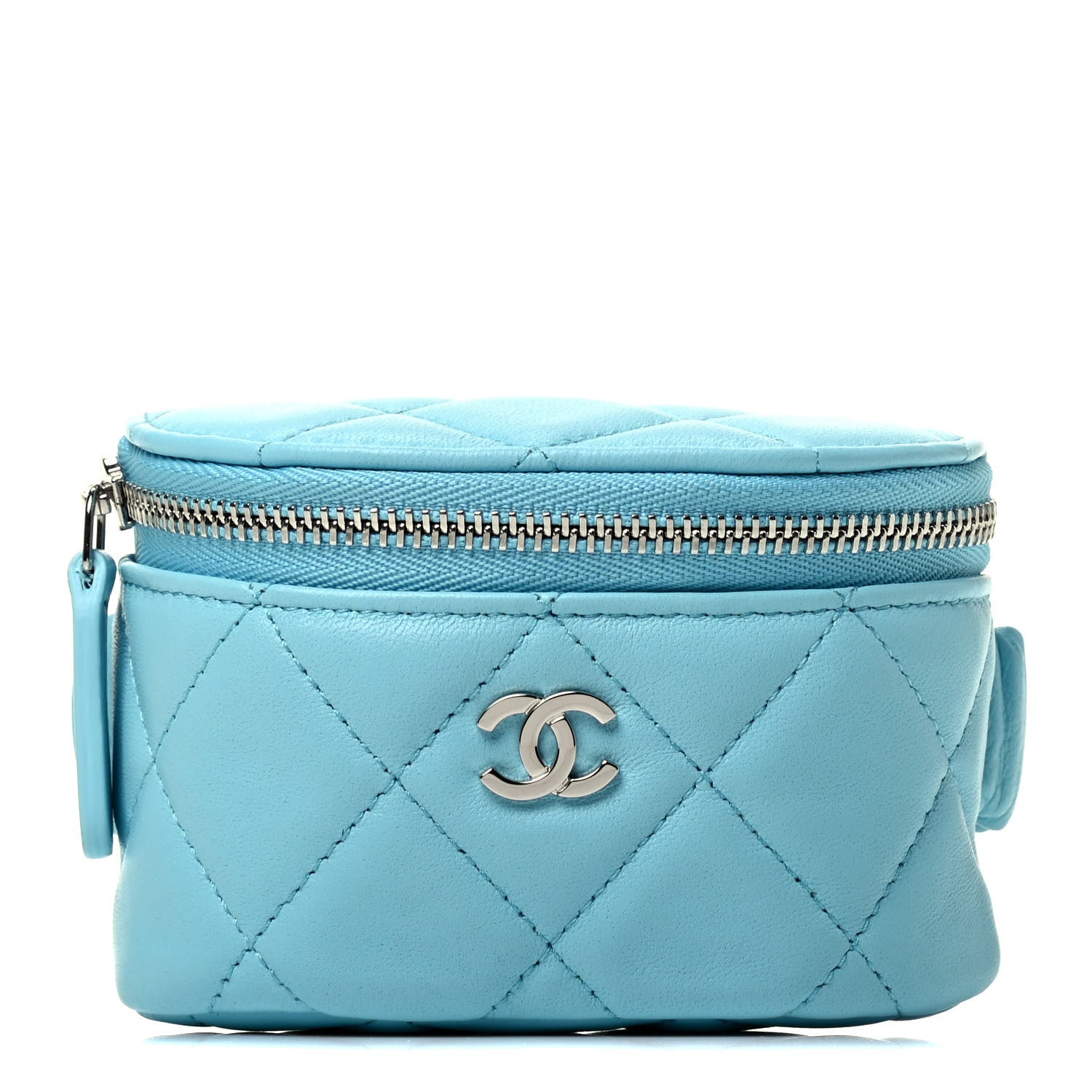 Chanel Lambskin Quilted Arm Coin Purse Neon Blue 1 of 7