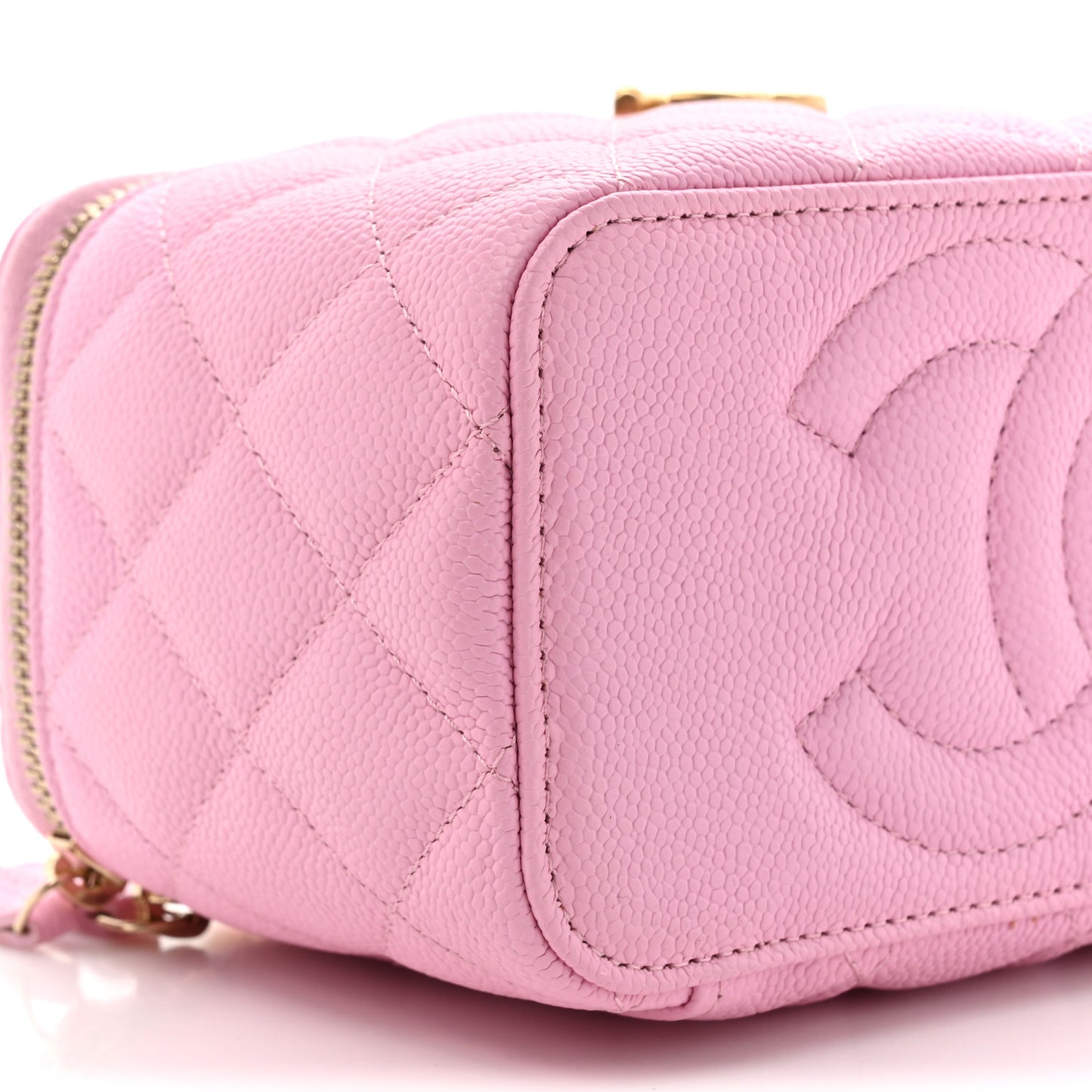 Caviar Quilted Sweetheart Vanity Case Pink