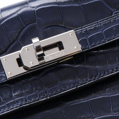 Hermes Matte Alligator Kelly Longue Wallet Bleu Abysse 5 of 9