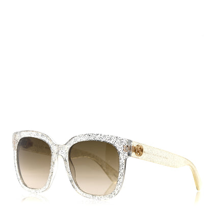 Gucci Acetate Glitter Sunglasses GG0034S Silver 1 of 9