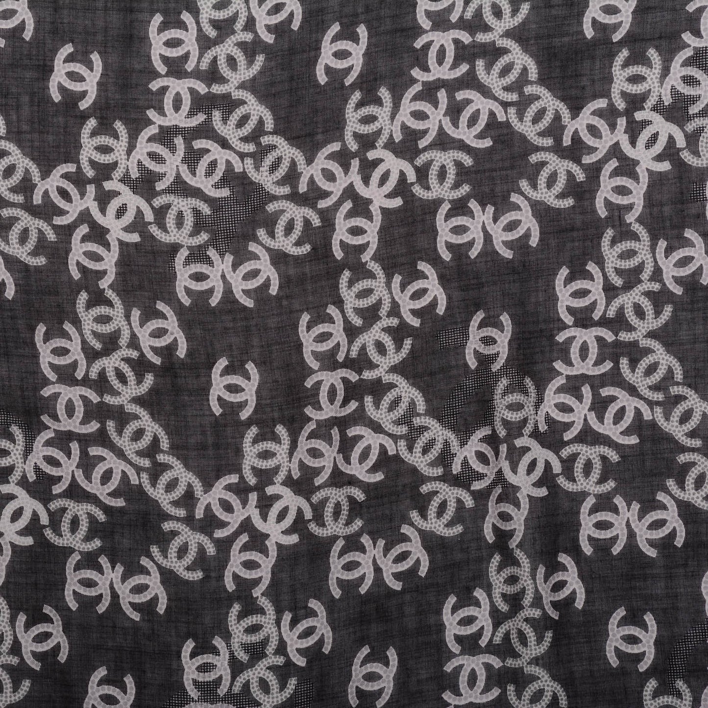 Cashmere Silk CC Logo Scarf Black White