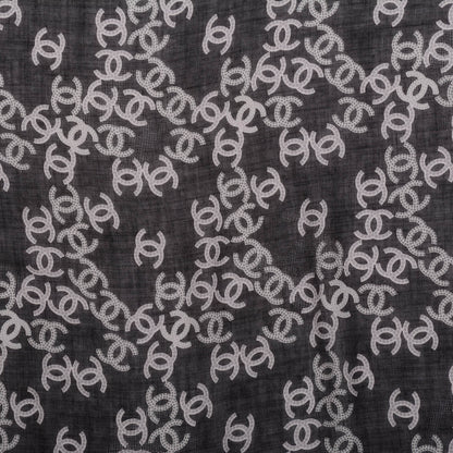 Chanel Cashmere Silk CC Logo Scarf Black White 1 of 5