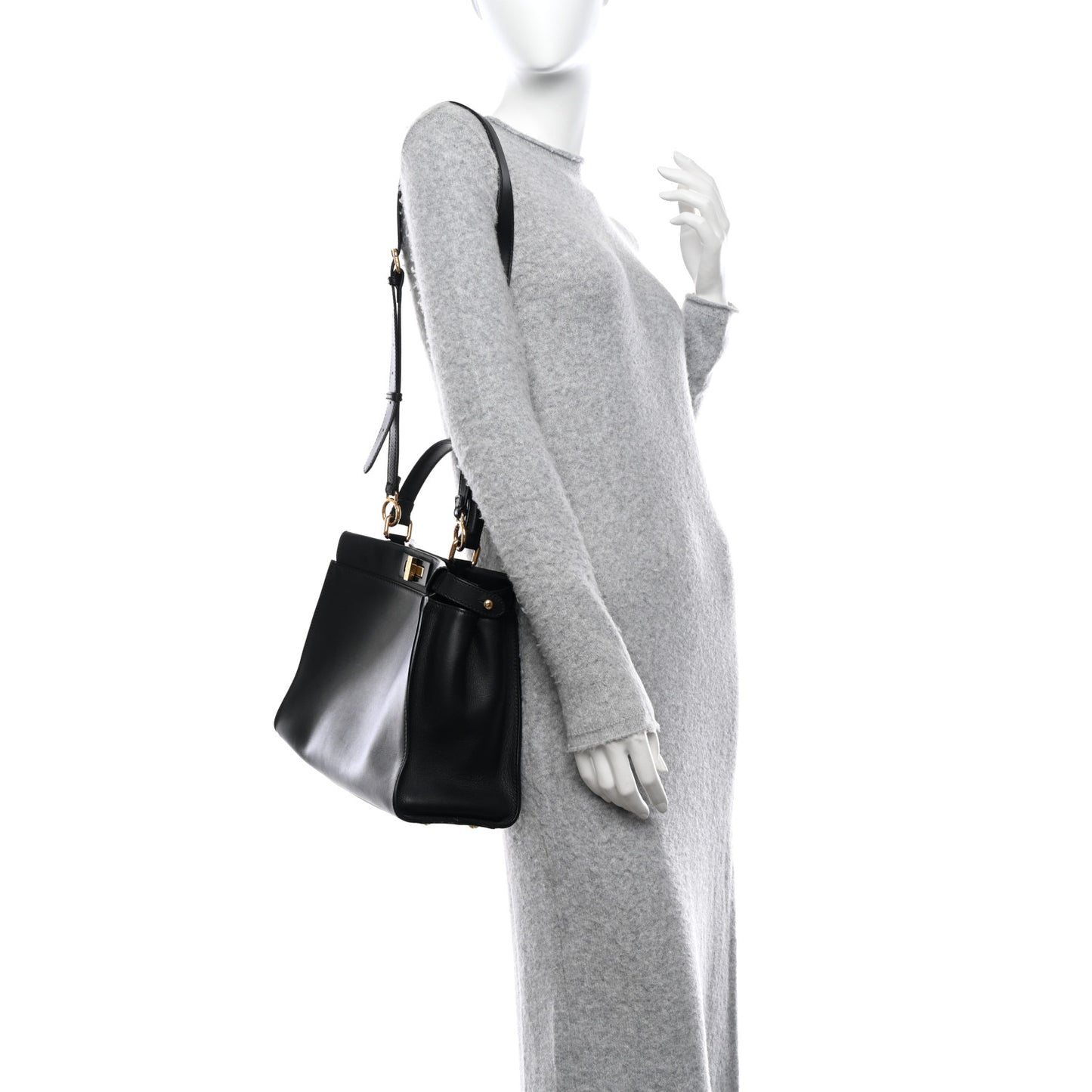 Vitello Seta Shiny Nappa Medium Peekaboo Iconic Satchel Black