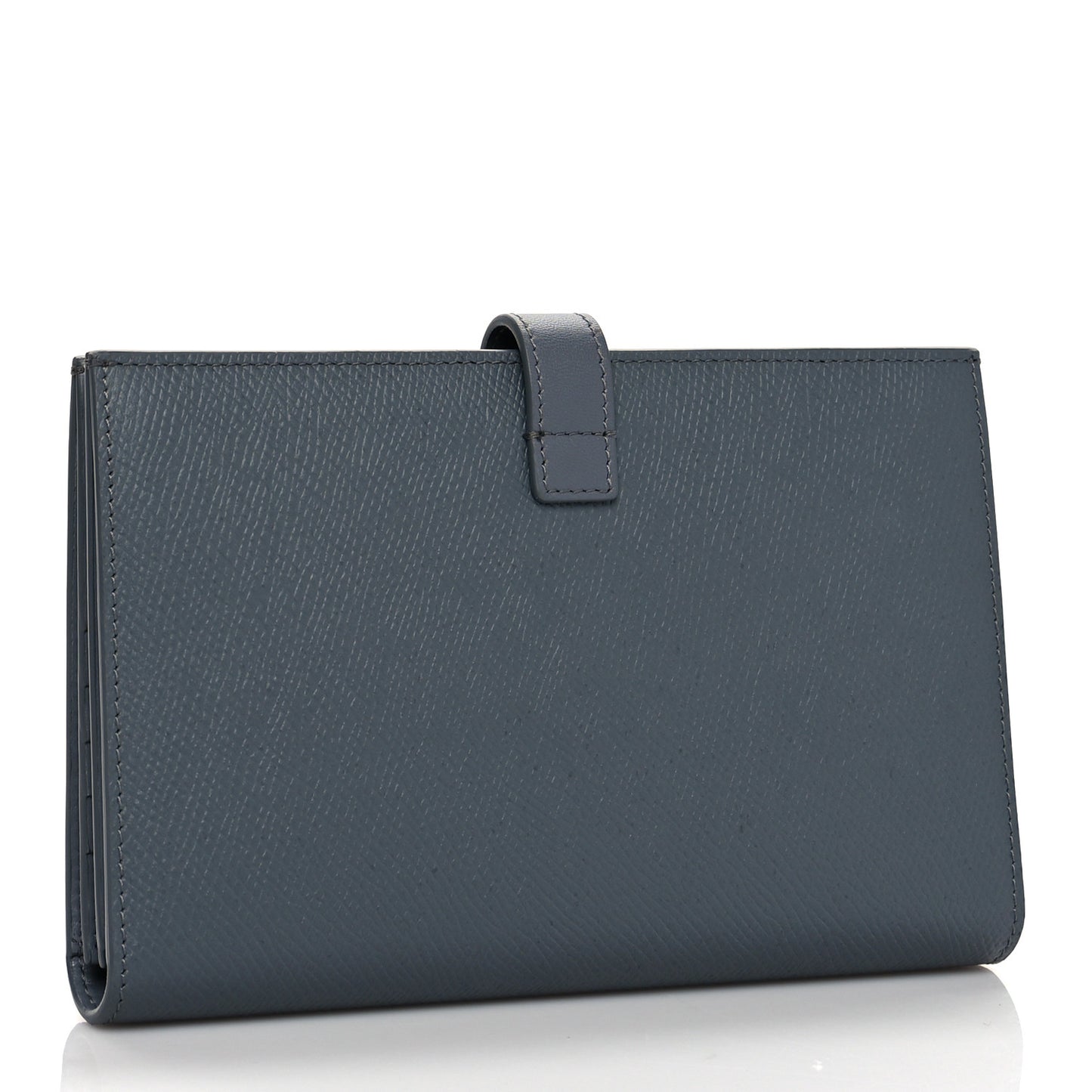 Grained Calfskin Large Multifunction Strap Wallet Medium Grey
