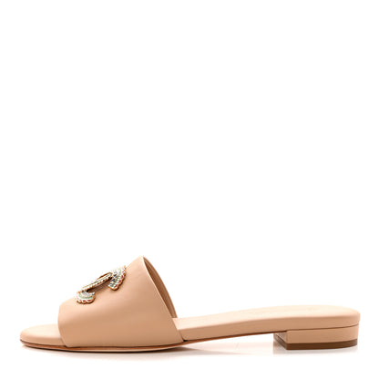 Chanel Lambskin Enamel CC Mules Sandals 39 Beige 1 of 11