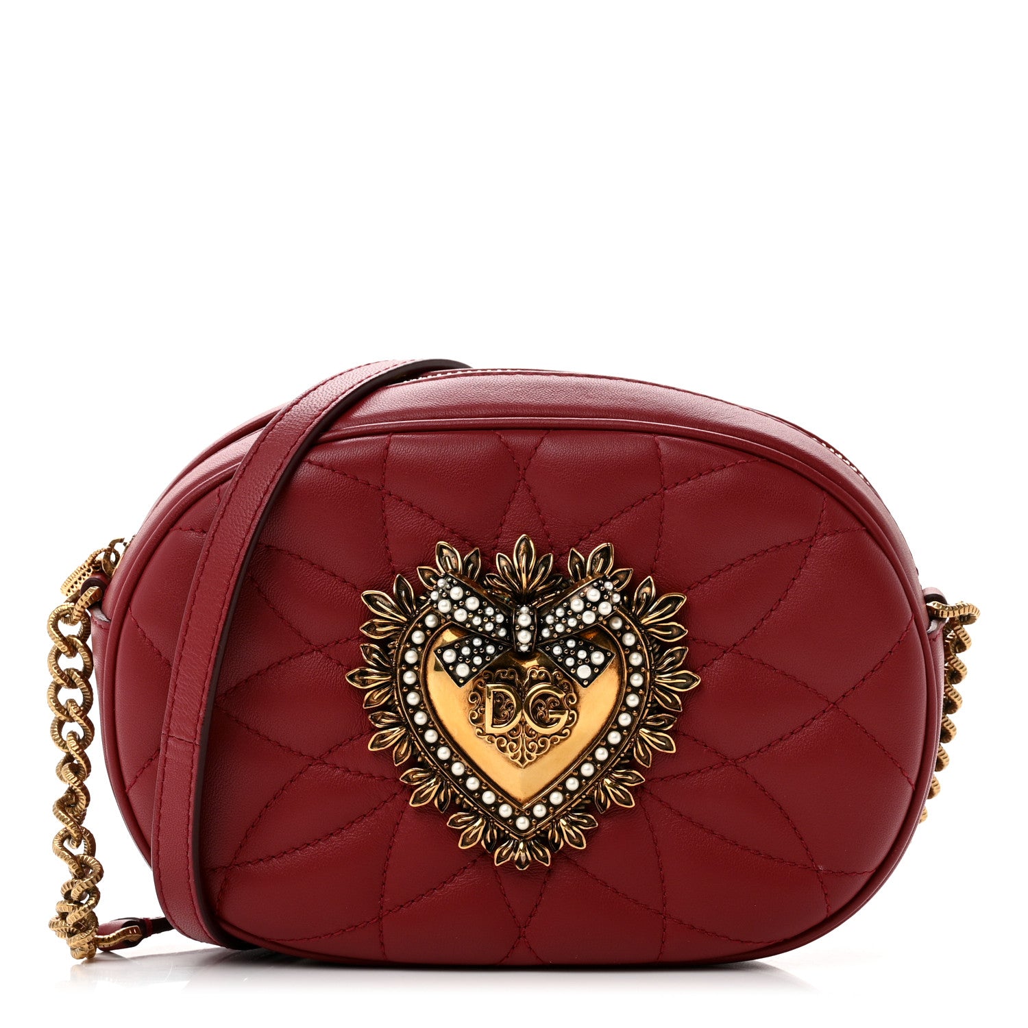 Dolce & Gabbana Calfskin Devotion Crossbody Bag Red 1 of 7