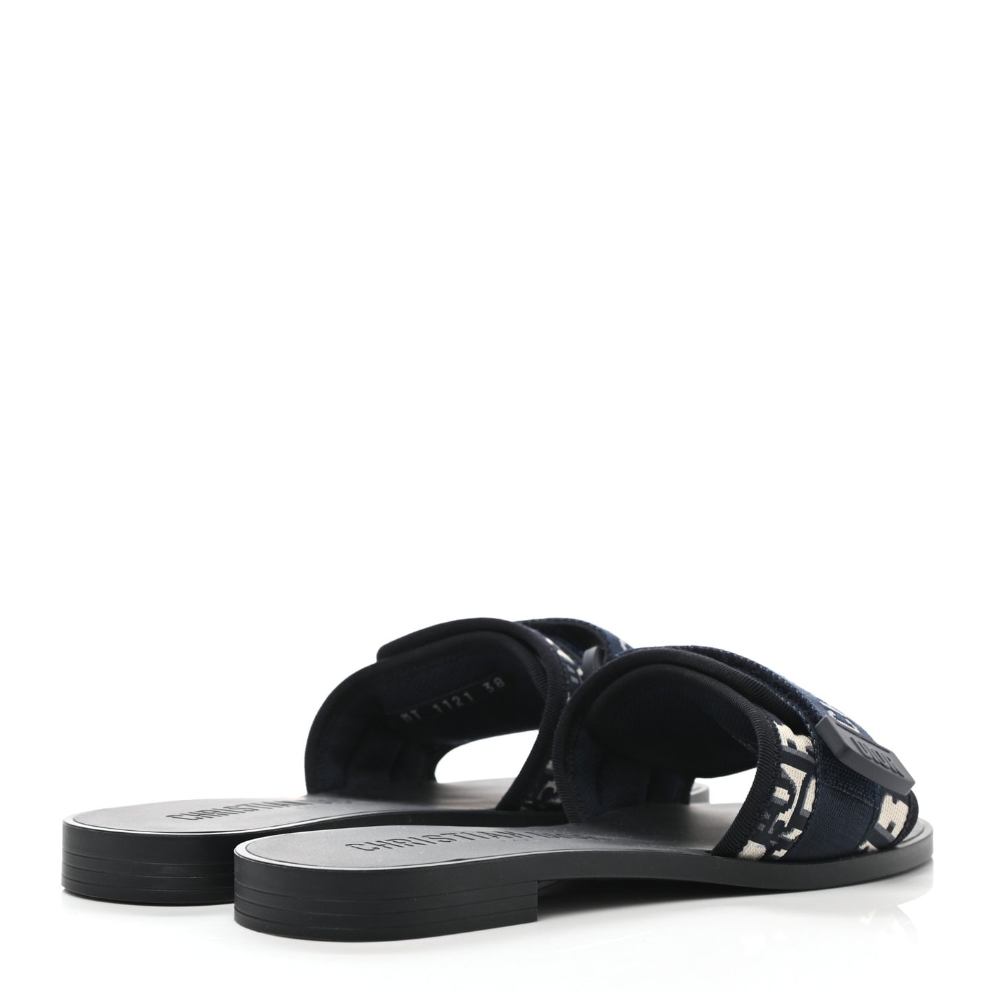 Nylon Oblique Dio(r)evolution Slide Sandals 38 Deep Blue