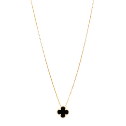Van Cleef & Arpels 18K Yellow Gold Black Onyx Vintage Alhambra Pendant Necklace 1 of 4