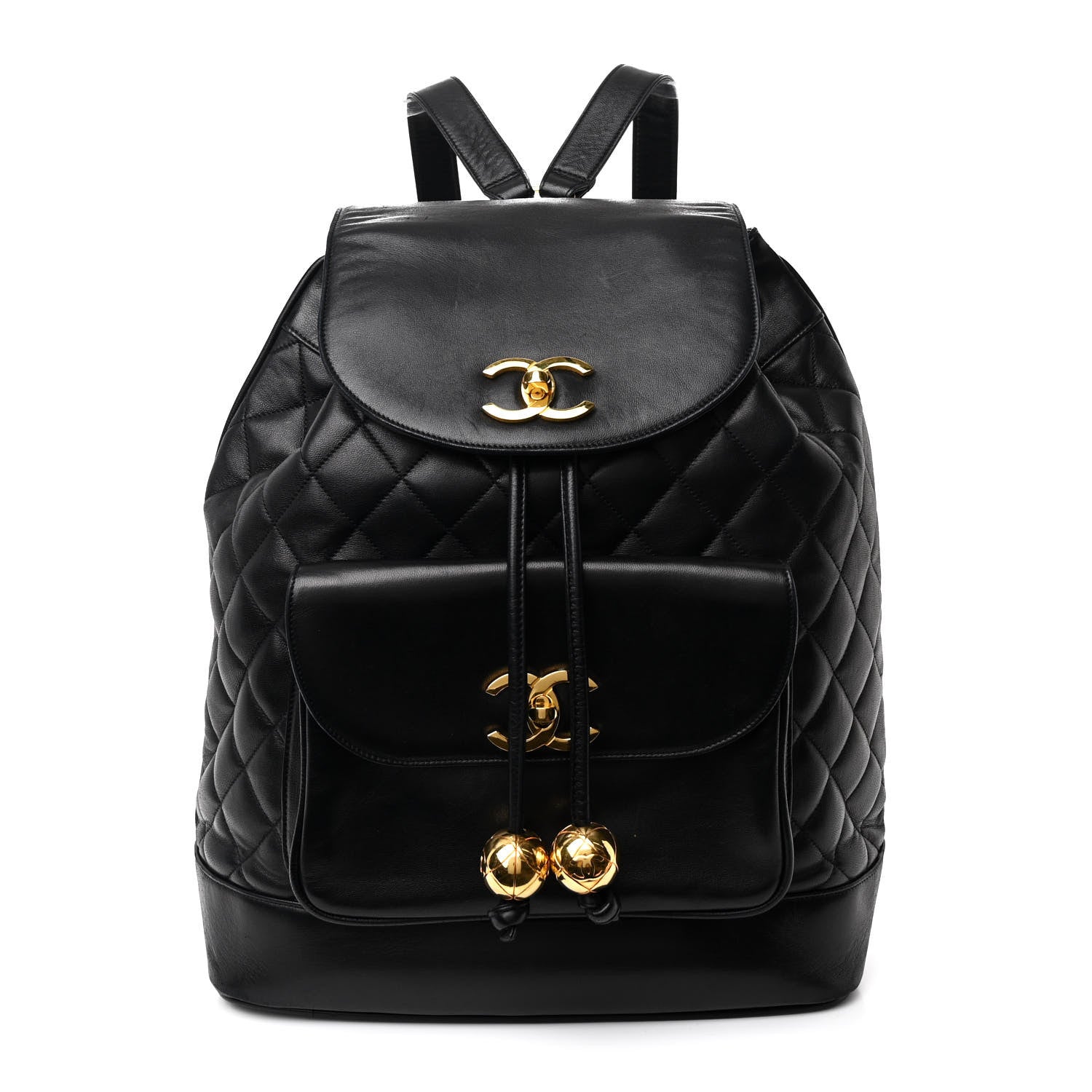 Chanel Lambskin Quilted Drawstring Backpack Black 1 of 13