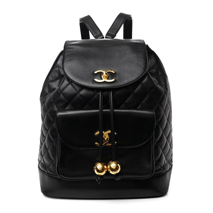 Chanel Lambskin Quilted Drawstring Backpack Black 1 of 13