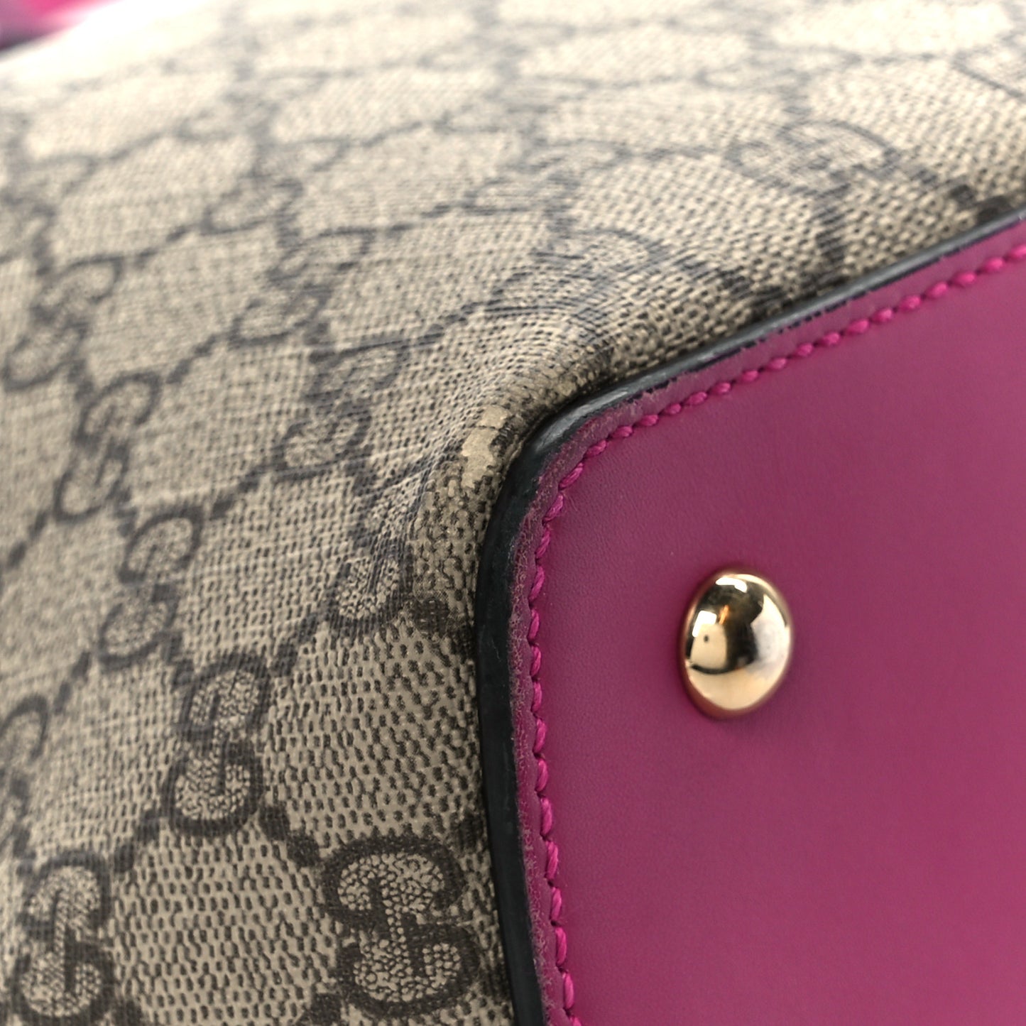 GG Supreme Monogram Linea A Foldover Tote Beige Hibiscus Red New Rosette