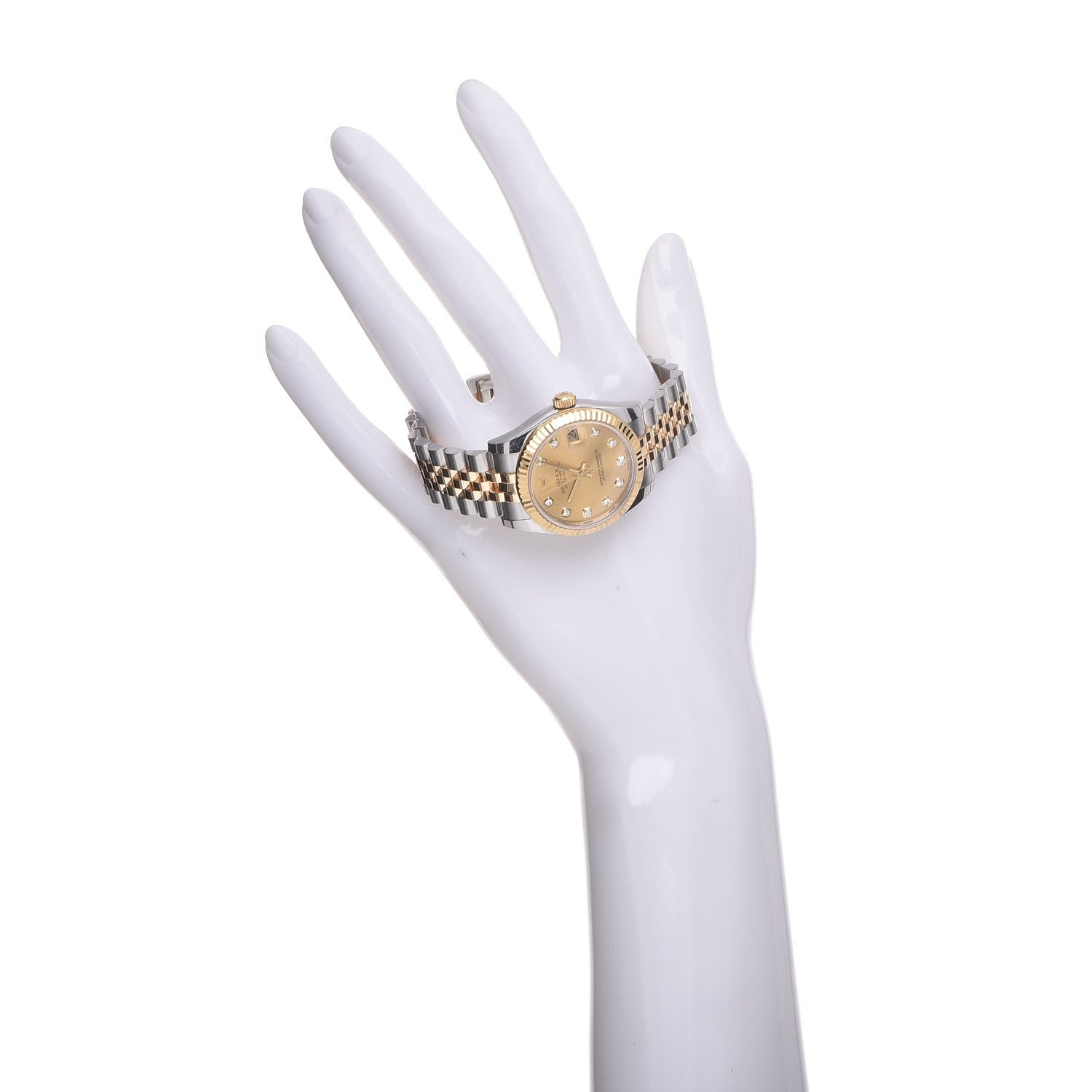 Rolex Stainless Steel 18K Yellow Gold Diamond 31mm Oyster Perpetual Datejust Watch Champagne 178273 2 of 9