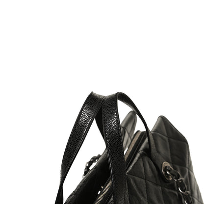 Chanel Crumpled Grained Calfskin Quilted CC Crave Tote Black 11 of 11