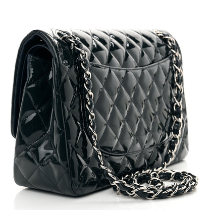 Chanel Patent Quilted Jumbo Double Flap Navy Blue 3 of 13