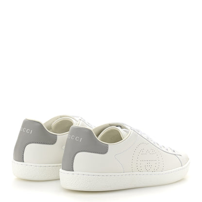 Gucci Calfskin Interlocking G Perforated Womens Ace Sneakers 38.5 White Grey Sky 5 of 10