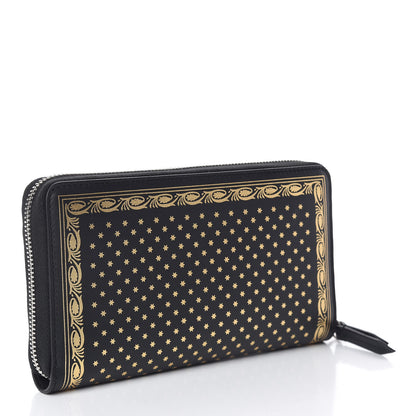 Gucci X SEGA Calfskin GUCCY Stars Zip Around Wallet Black Gold 3 of 8