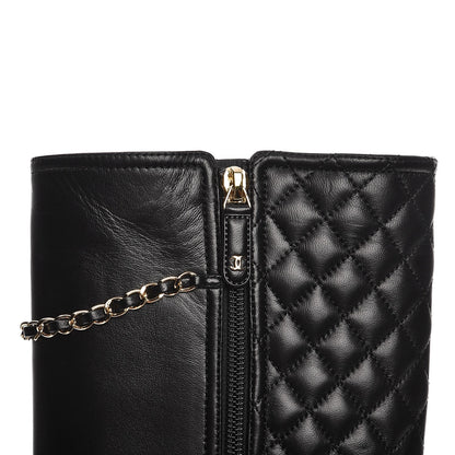 Chanel Lambskin Patent Calfskin Chained High Boots 37 Black 10 of 10