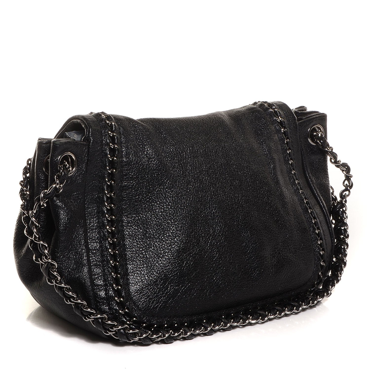 Chanel Metallic Goatskin Luxe Ligne Flap Bag Black 3 of 7