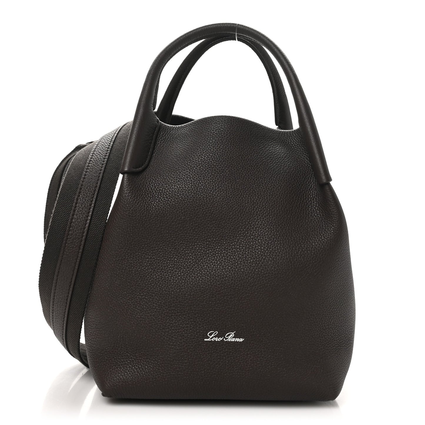 Grained Calfskin Small Bale Bag Dark Chocolate Liquorice