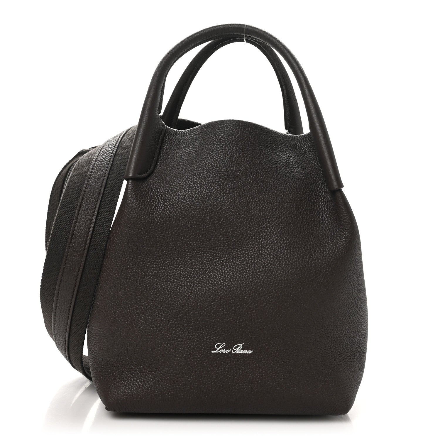 Loro Piana Grained Calfskin Small Bale Bag Dark Chocolate Liquorice 1 of 9